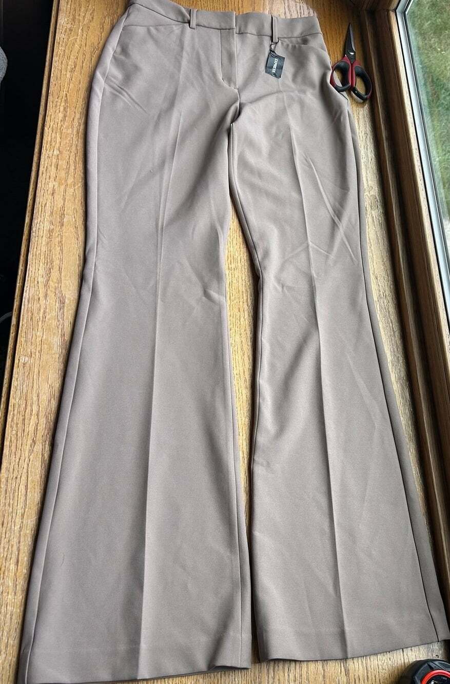 NEW Express Editor Flare Long Sized Mid Rise Career Pant Trouser Sz 4Long Work